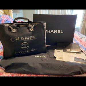 Chanel Deauville Black Large Tote NWT